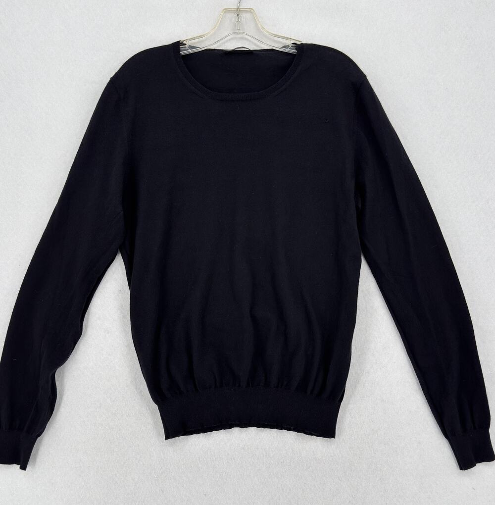 Prada Mens Black Knit Crew Neck Long Sleeve Pullover Sweater Sz IT 52 US L